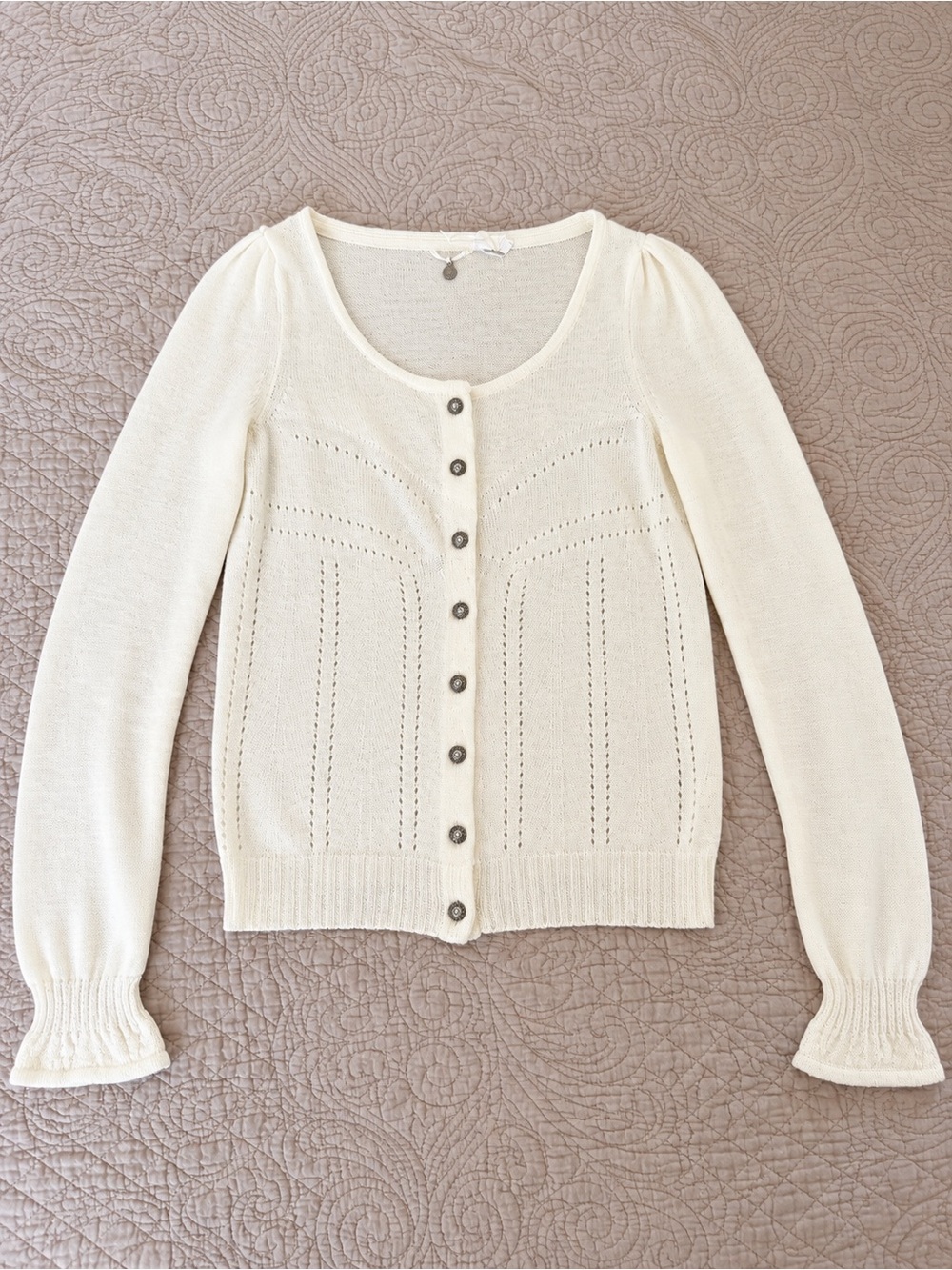 Knitted & Knotted by Anthropologie Ivory Knit Cardigan